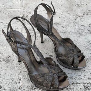 Marc Fisher Women Heel Shoes MP thieves Gray Sparkling Tone Sandal Size 8.5M
